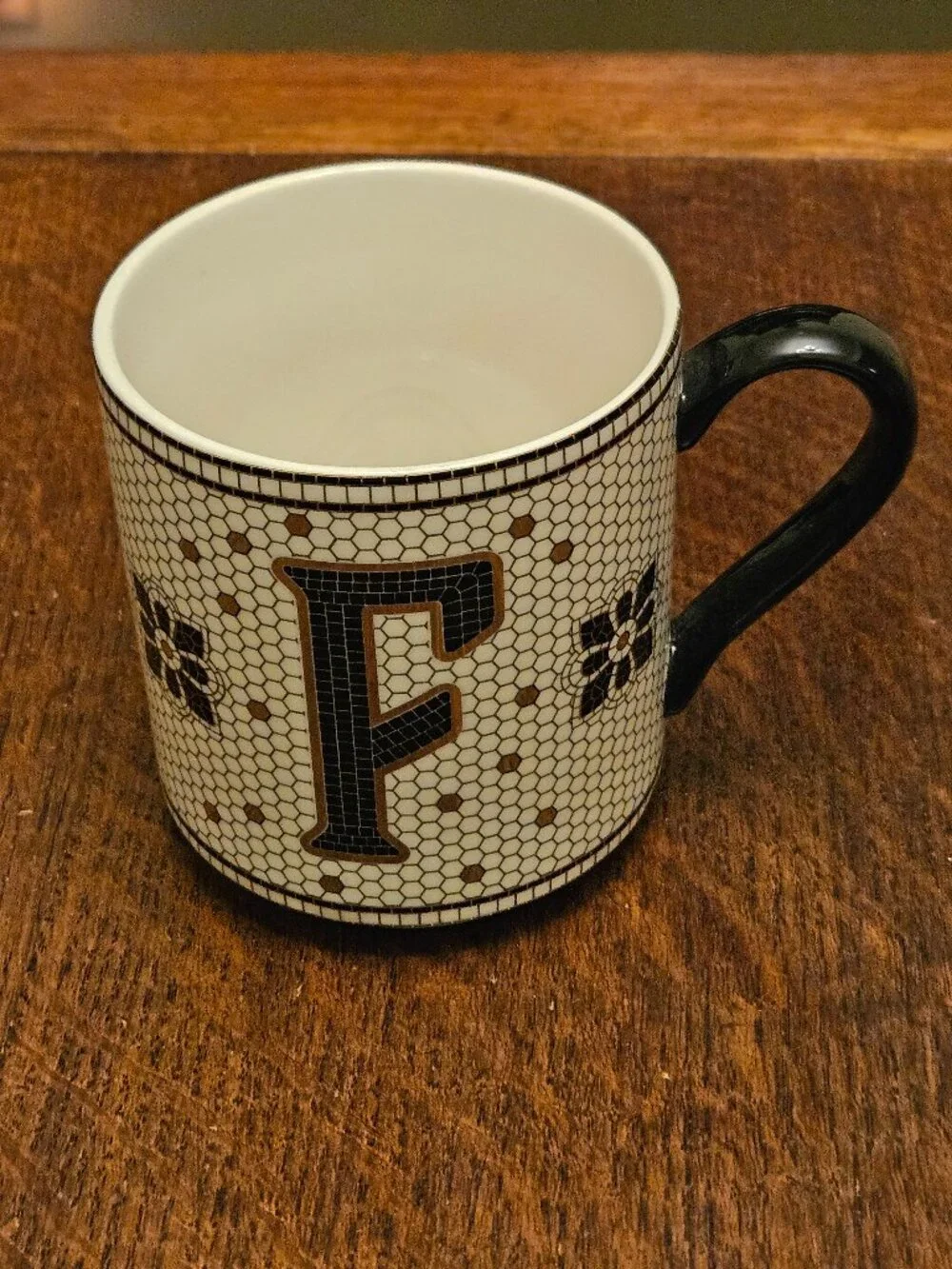 Anthropologie Black & Gold Tile Initial